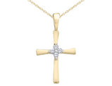 Diamond Cross Pendant Necklace 1/20 Carast (ctw) in 10K Yellow Gold with Chain